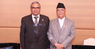  प्रधानमन्त्री ओलीसँग बिम्स्टेकका महासचिव पाण्डेको भेट 