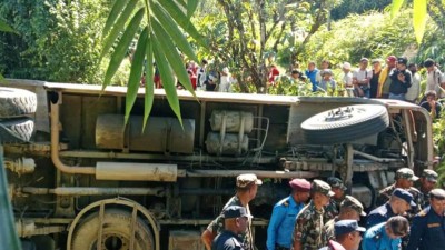  धनकुटामा भएको बस दुर्घटनामा दुई जनाको मृत्यु 