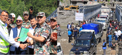  वेत्रावतीमा बेलीब्रिज जडान सम्पन्न, नेपाली सेनाद्वारा आयोजनालाई हस्तान्तरण 