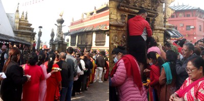  बुद्ध जयन्तीका अवसरमा बौद्ध र स्वयम्भूमा श्रद्धालुको घुइँचो 