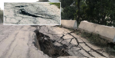 घाटबेँसी नजिकै सडक भासियो, पृथ्वी राजमार्गमा आवागमन बन्द 