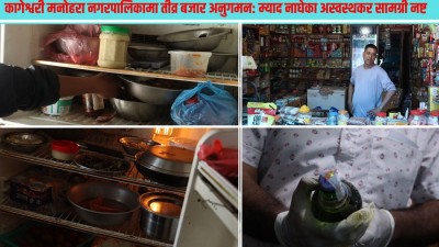  कागेश्वरी मनोहराद्वारा बजार अनुगमन तीव्र, म्याद नाघेका खाद्य सामग्री जफत गरी नष्ट 