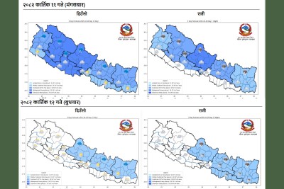  ‘मोन्था’चक्रवातको प्रभाव : देशभर बदली, पहाड-तराईमा हल्का वर्षा,हिमाली क्षेत्रमा हिमपात 