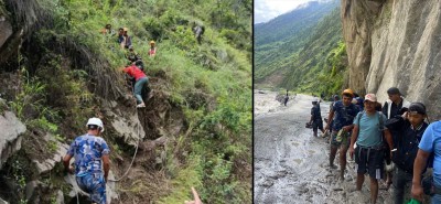  रसुवा बाढी : सुरक्षाकर्मीद्वारा अस्थायी पदमार्ग बनाएर ४८५ जनाको उद्धार 