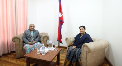  प्रधानमन्त्री कार्की र पूर्वराष्ट्रपति भण्डारी भण्डारीबीच भेट 